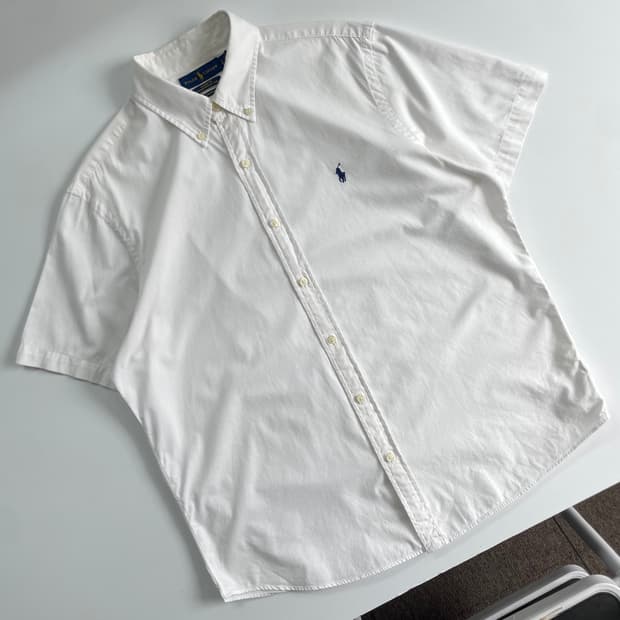 Polo 폴로 랄프로렌 화이트 블루포니 하프셔츠
