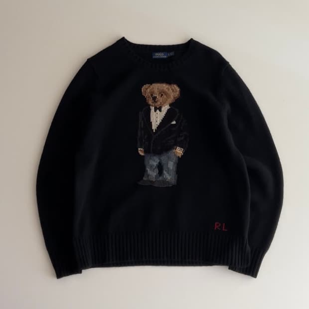 폴로 랄프로렌 턱시도 베어 울 니트 L