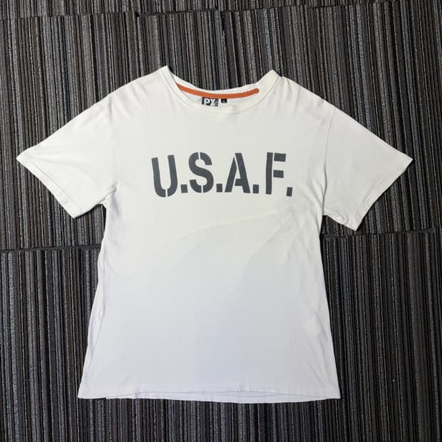 아비렉스 화이트 U.S.A.F. 로고 반팔 티셔츠