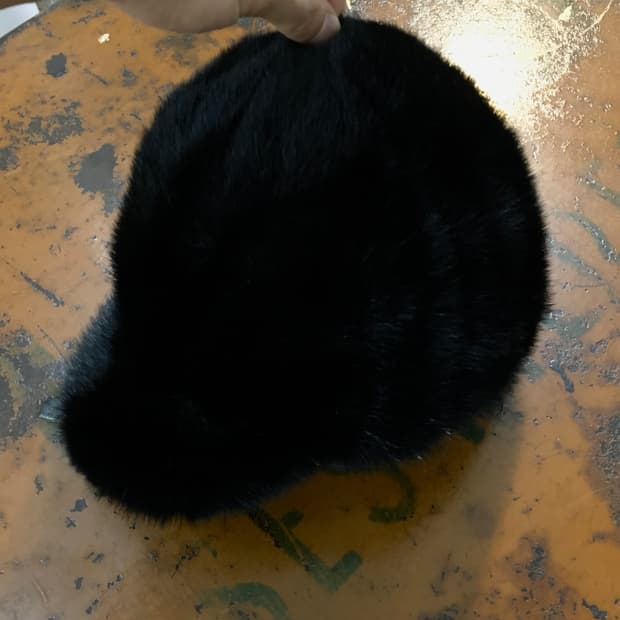 VTG 빈티지 블랙 천연 밍크 모피 햇 여성용 