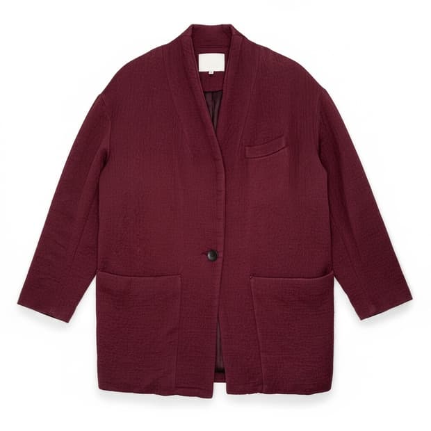 이로 버건디 모직 하프 코트