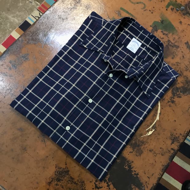 브룩스브라더스 딥 네이비 톤 체크 코튼 셔츠 남방 남성 110 사이즈