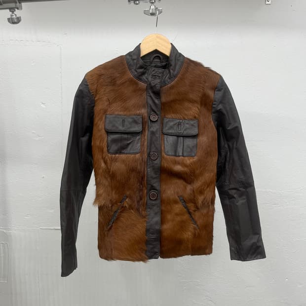 ~66) GOAT LEATHER FUR Y2K JACKET