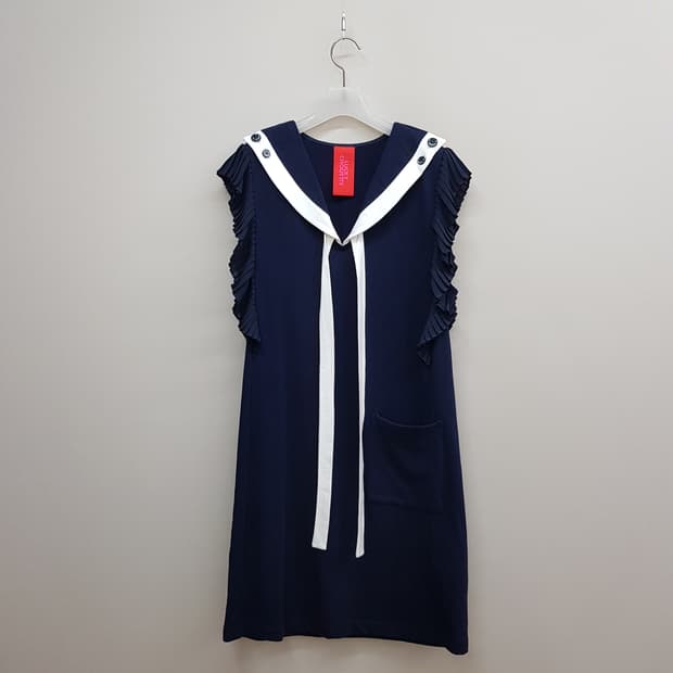  럭키슈에뜨 세일러 카라 리본 포인트 원피스 36사이즈