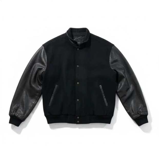 NORTH END 90s Leather-arm varsity jacket