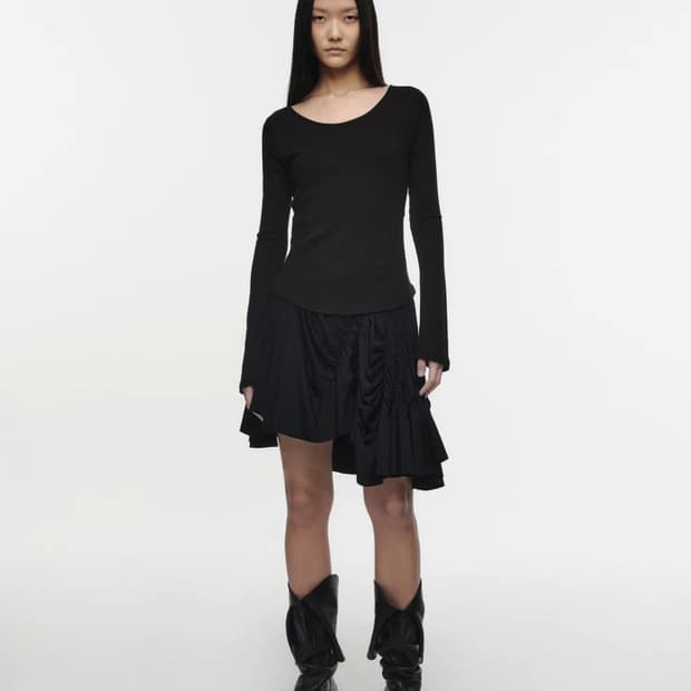 나체 원피스 UNBALANCE MIX DRESS BLACK