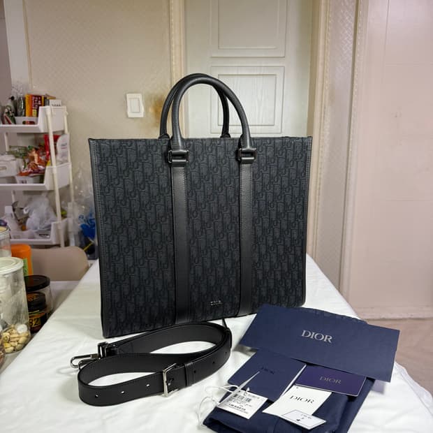 [풀구성] 디올 이스트 웨스트 오블리크 자카드 그레인드 카프스킨 토트백