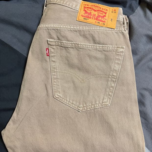 리바이스 501 데님 청바지 W36 L32 베이지
