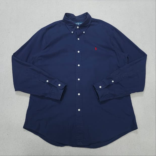 폴로 랄프 로렌 솔리드 셔츠 L 네이비 커스텀핏