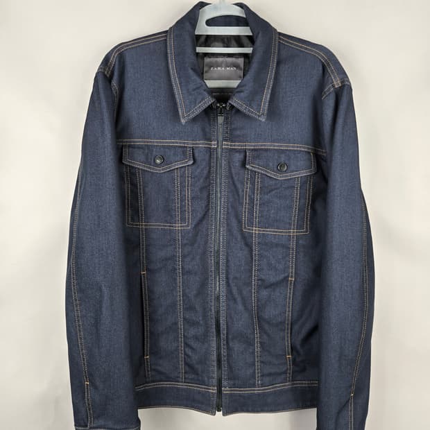 [무료배송]ZARA 자라 L 남성 스판 데님 청 집업 자켓