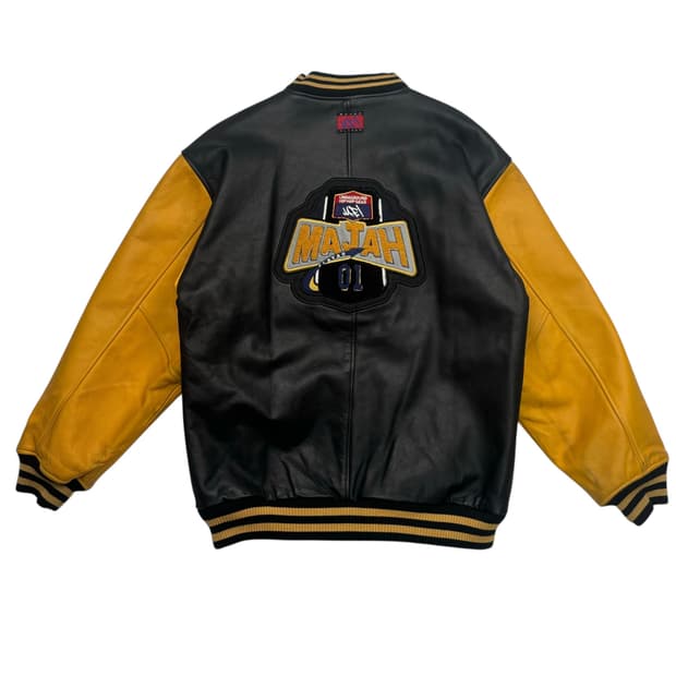 마자 플라바 힙합 언더그라운드 패치 로고 리얼 레더 자켓 L