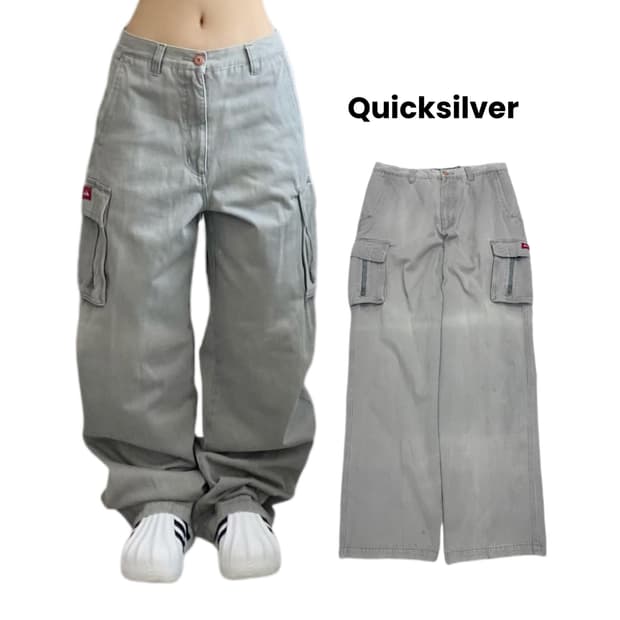 퀵실버 Y2K 탄창 와이드 워싱 카고팬츠