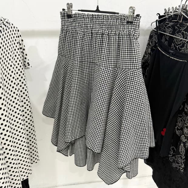  Check Layered Asymmetrical Midi Skirt