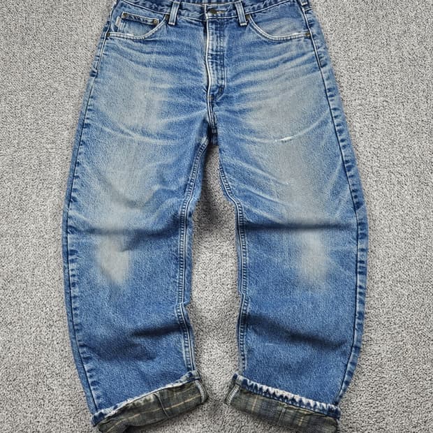 칼하트 헤비 플란넬 체크 데님 워크 팬츠 (34 X 30) / 10044