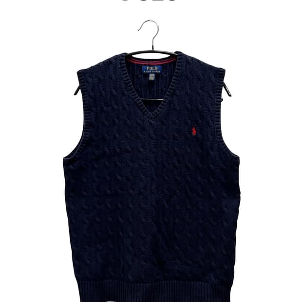 폴로랄프로렌 키즈/우먼스 케이블 꽈배기 니트 조끼 네이비