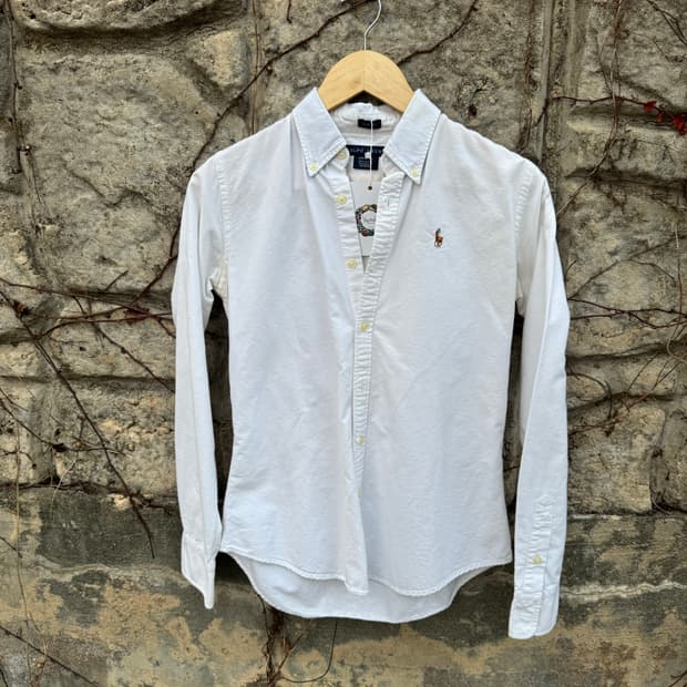 폴로 랄프로렌 빈티지 우먼 화이트 슬림핏 옥스포드 셔츠 유니폼 여성