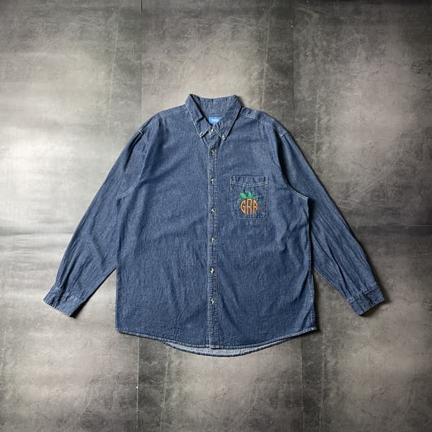 PORT&COMPANY 빈티지 중청 데님 코튼 셔츠 A00565