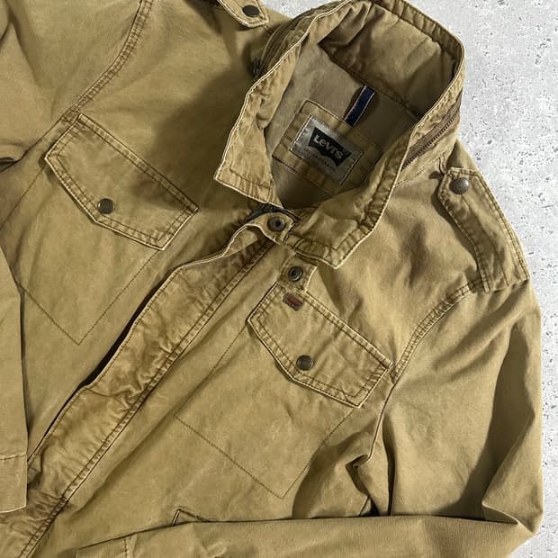 베이지 코튼 필드 자켓