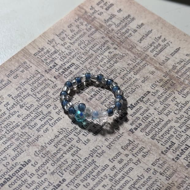 Blue Current Beaded Ring