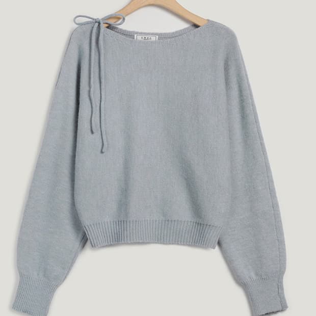 트위 하이티 숄더 리본 니트 