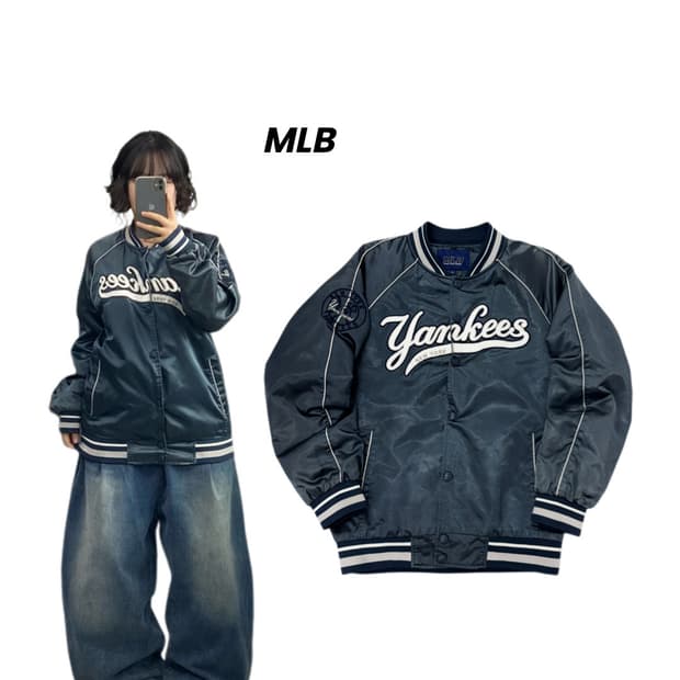 MLB 양키스 올드스쿨 사틴 바시티 자켓