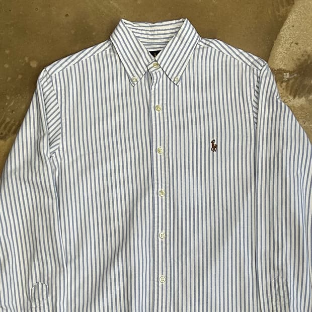 XS 폴로랄프로렌 스카이블루 스트라이프 셔츠