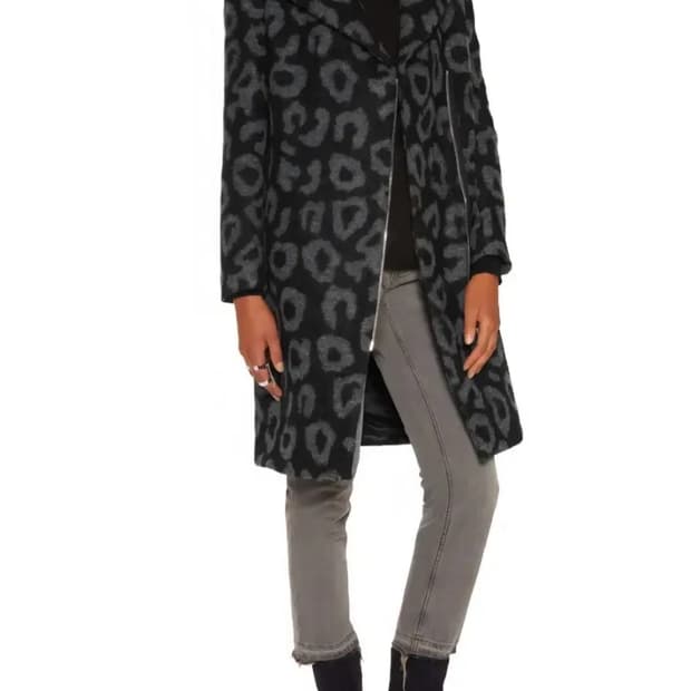 산드로 레오파드 울,모헤어 코트 M _ 여성