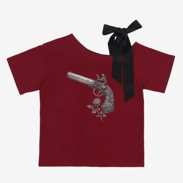 달링유어배드 RIBBON ROSE PISTOL TEE 