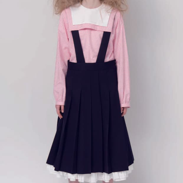 꼼데가르송 걸 2025fw 서스펜더  플리츠 스커트