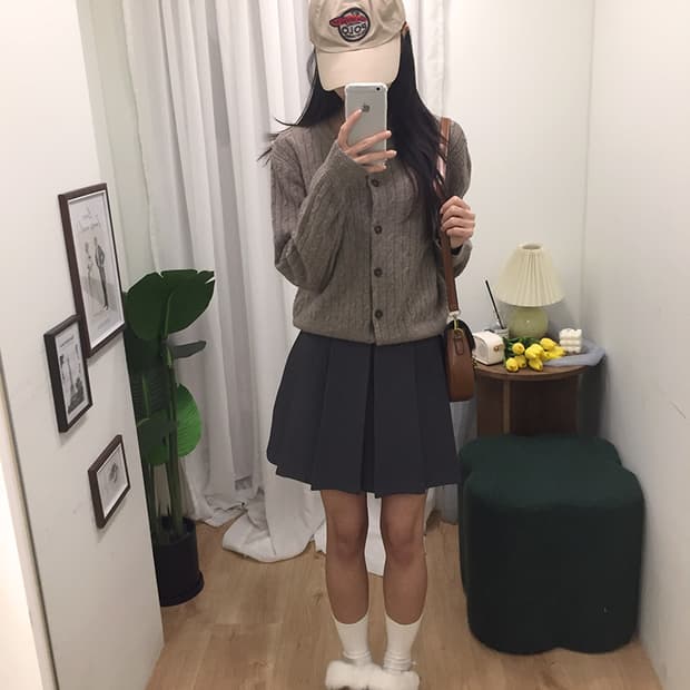 여성 스파오 꽈배기 니트가디건 100