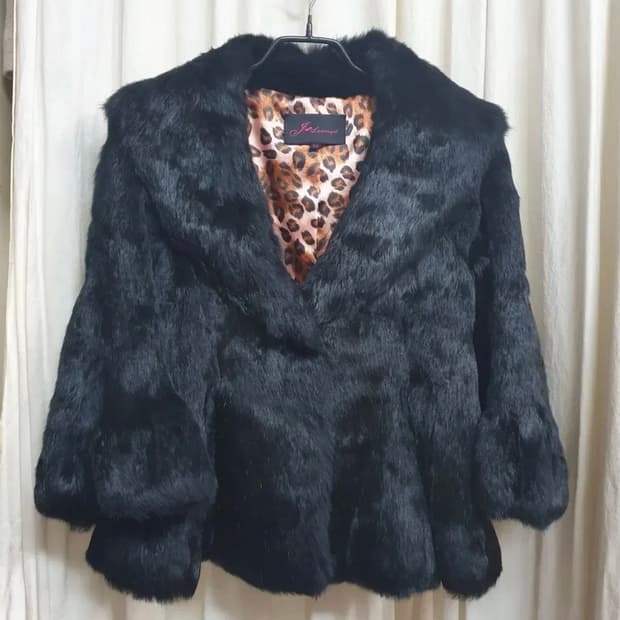 블랙퍼자켓 리얼퍼 토끼털 래빗퍼 갸루 오네갸루 퍼