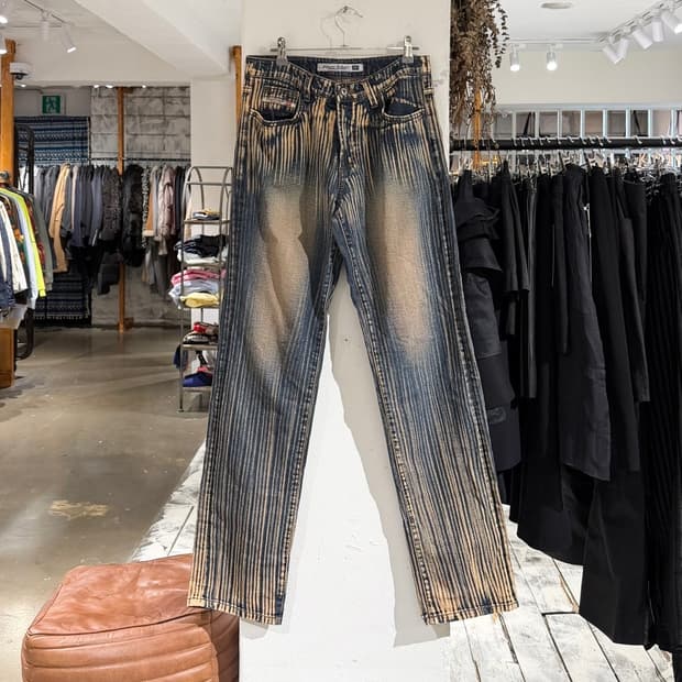 빈티지 케슨 인더스트리 스트라이프 워싱 데님 팬츠