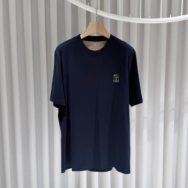 (A+/XL) / 브루넬로쿠치넬리 로고 자수 헤리티지 코튼 반팔 티셔츠