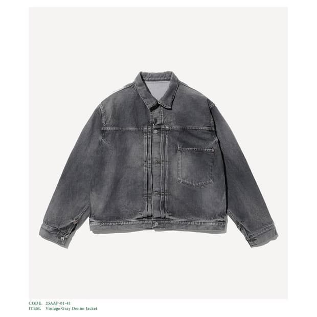 아프레쎄 타입 원 데님 자켓 그레이 46사이즈