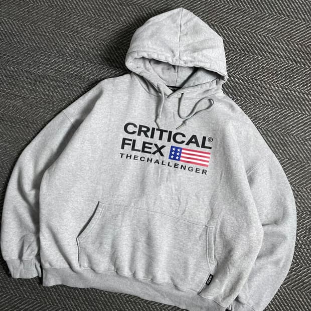 크리티컬플렉스 USA 성조기 빅로고 박시핏 후드 티셔츠y 5055