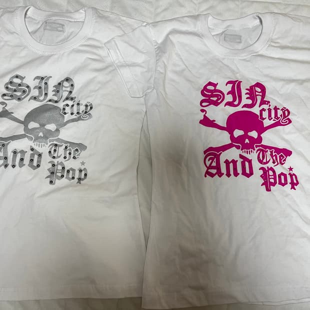 오늘만 일괄 4 )시티앤더팝 핑크해골 반팔티 실버해골 반팔티