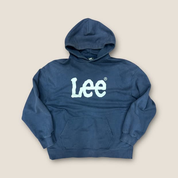 L004 Lee 빅 로고 프린트 네이비 후드티