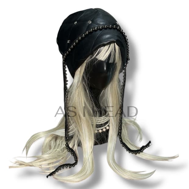 레더 팬던트 롱 레이스 핸드메이드 비니