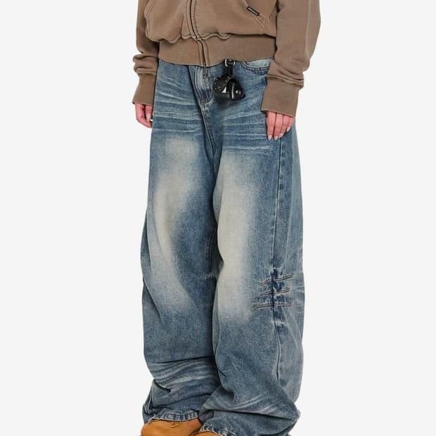 아캄 워시드 지퍼 슬릿 데님 팬츠 1사이즈