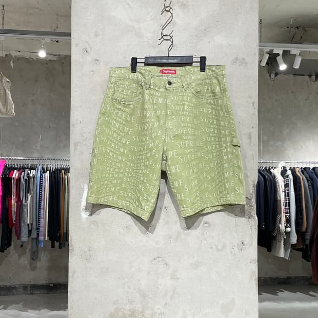 슈프림 21S/S 세이지 워프 자카드 로고 페인터 데님 쇼츠