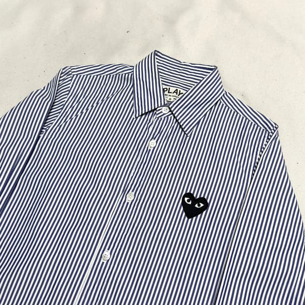 S 꼼데가르송 여성용 스트라이프 셔츠 