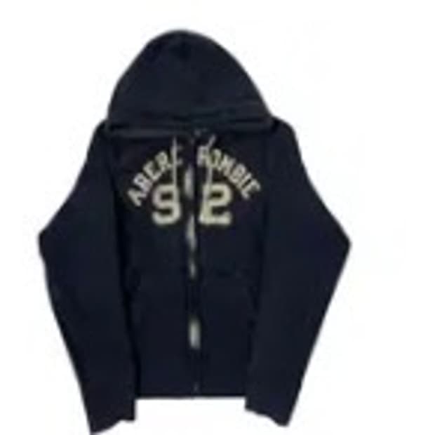 아베크롬비 빈티지 데미지 디테일 네이비 후드집업 자켓