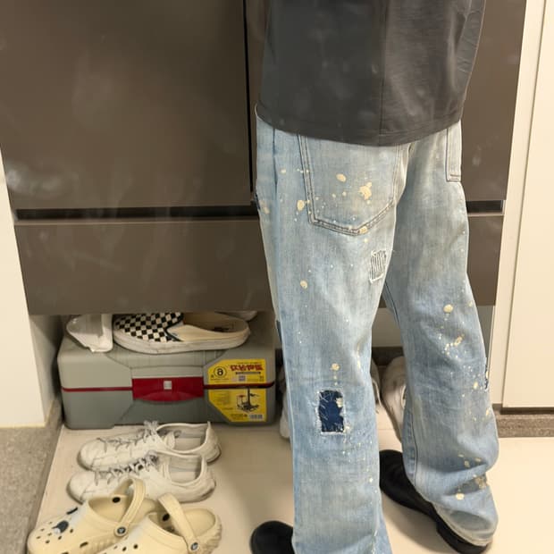 patch denim pants