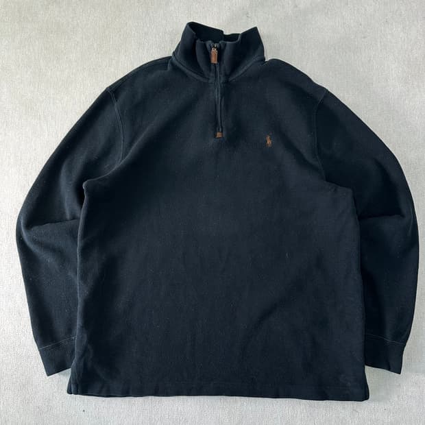 100 폴로랄프로렌 블랙 코튼 반집업 니트