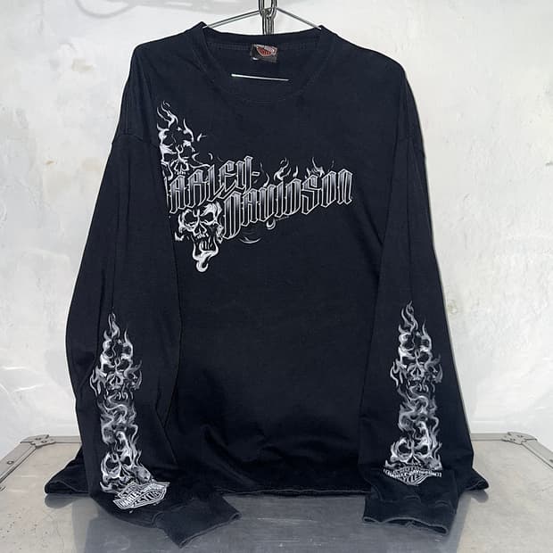 2012년 할리 데이비슨 해골 앤 플레임 긴팔 티셔츠