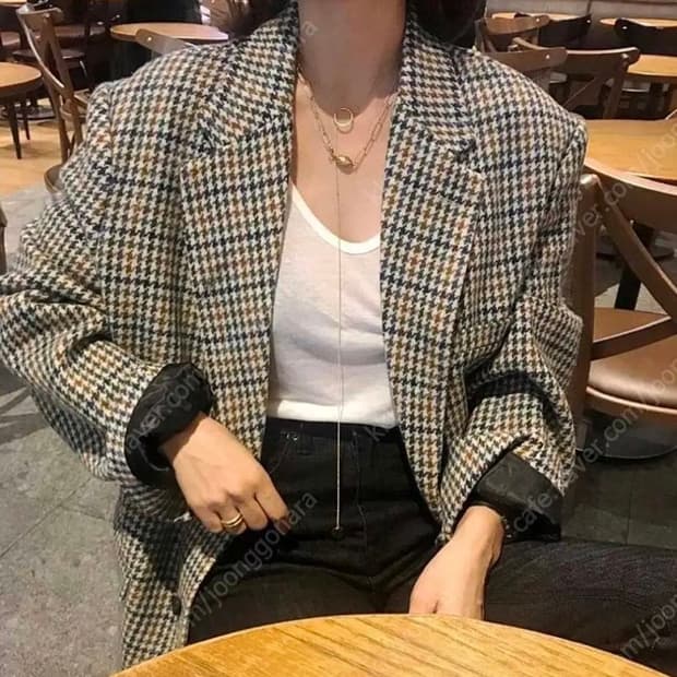 모어댄예스터데이 여성 이태리 울 체크 자켓