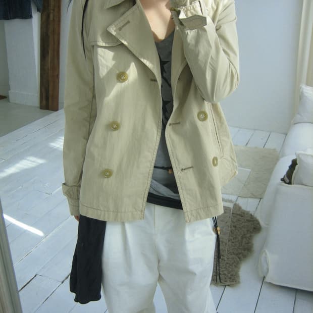 [ALCALI] Double Botton Half French Coat