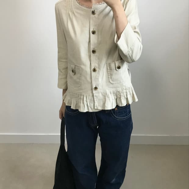 빈티지 프릴 베이지 자켓