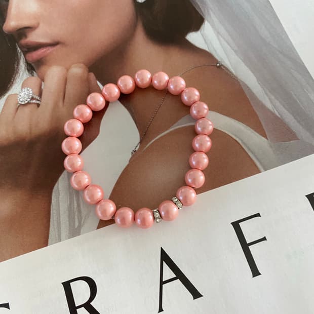 핑크 자석형 진주구슬 팔찌