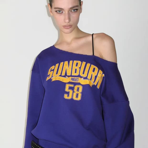 썬번프로젝트 오프숄더 맨투맨 퍼플  팝니다!